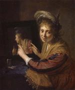 REMBRANDT Harmenszoon van Rijn Girl at a Mirror china oil painting artist